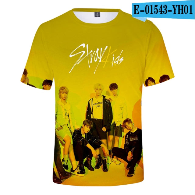 Stray Kids 3d T Shirt Women/men Kpop Album Yellow Wood StrayKids T-shirt Summer Hip Hop Casual T Shirts