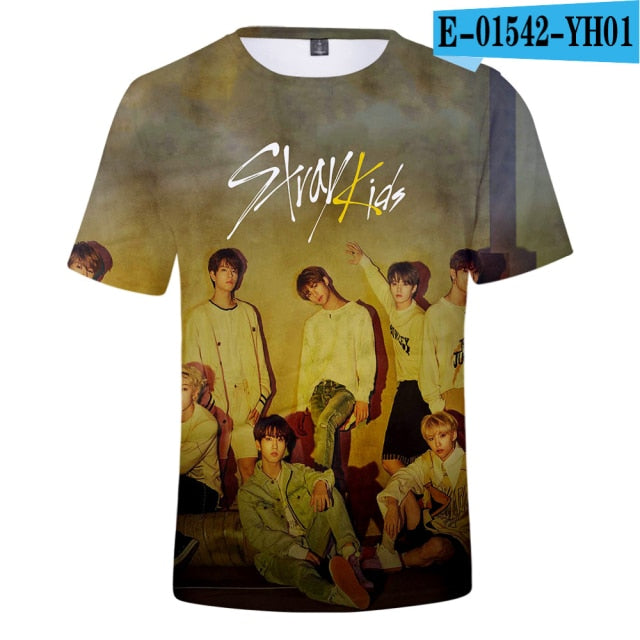 Stray Kids 3d T Shirt Women/men Kpop Album Yellow Wood StrayKids T-shirt Summer Hip Hop Casual T Shirts