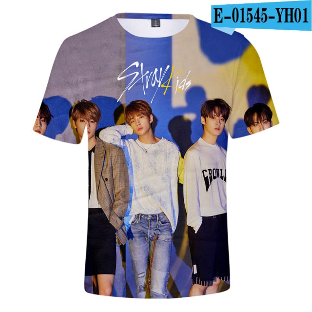 Stray Kids 3d T Shirt Women/men Kpop Album Yellow Wood StrayKids T-shirt Summer Hip Hop Casual T Shirts