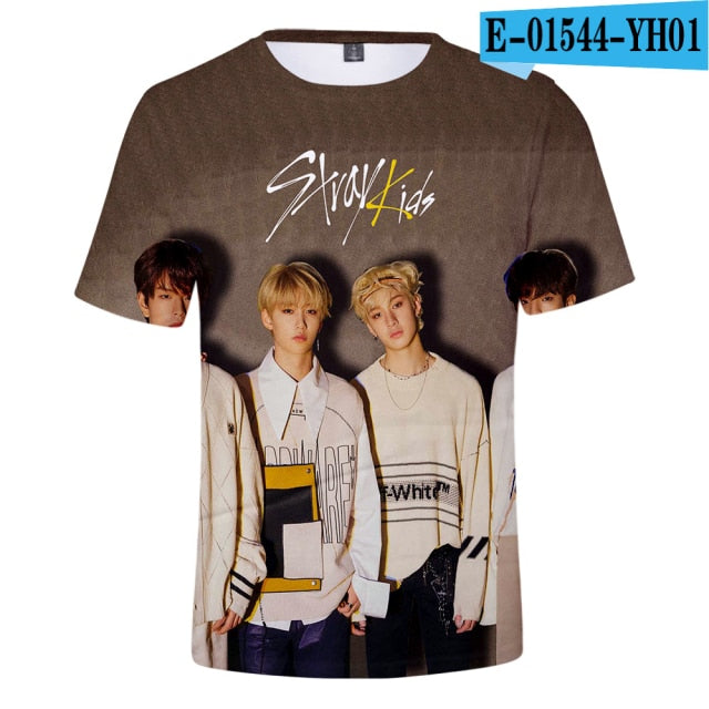 Stray Kids 3d T Shirt Women/men Kpop Album Yellow Wood StrayKids T-shirt Summer Hip Hop Casual T Shirts
