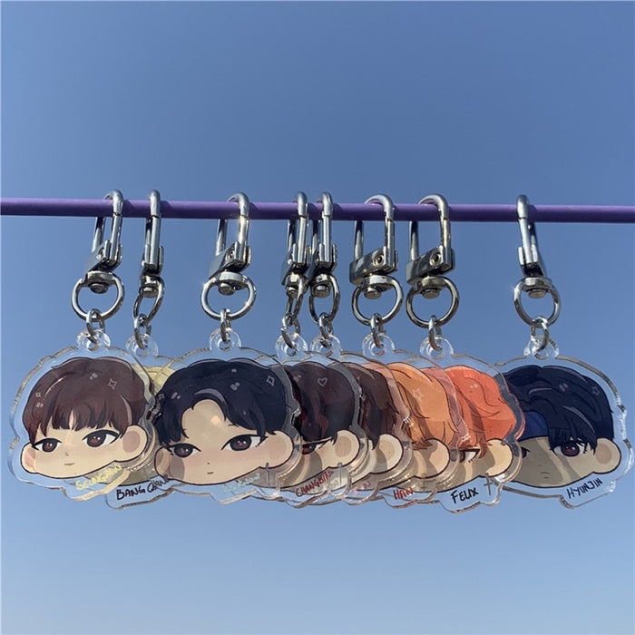 Stray Kids Cartoon Acrylic Keychain STAY Bag Pendant Key Ring Popular SKZ Q Version Character Creative Decoration Accessories