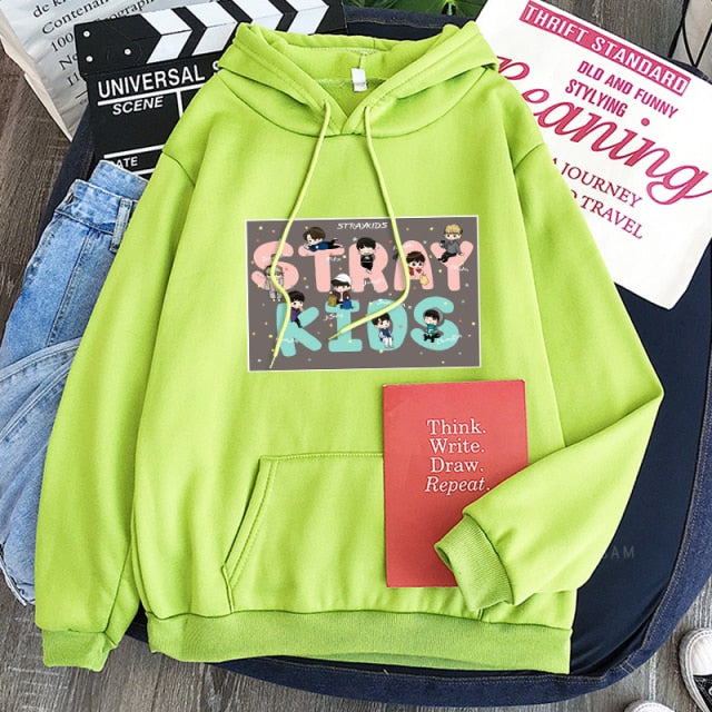 Stray Kids Hoodie Sweatshirt Pullover Cartoon Letter Print Winter Women Streetwear Oversized Itself Casual Hoodies Tops