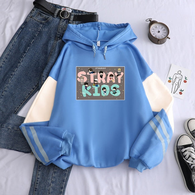 Stray Kids Hoodie Sweatshirt Pullover Cartoon Letter Print Winter Women Streetwear Oversized Itself Casual Hoodies Tops
