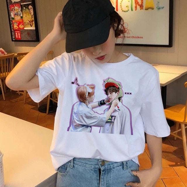 Stray Kids Women's T-shirt  Short Sleeve T-shirt Women's Hip Hop  T-shirt Top Hip Hop Female