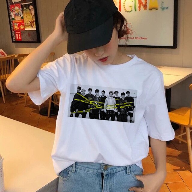 Stray Kids Women t-shirt StrayKids Short Sleeve t shirt Tops Hip Hop t-shirt top tee shirts hip hop female femme Casual