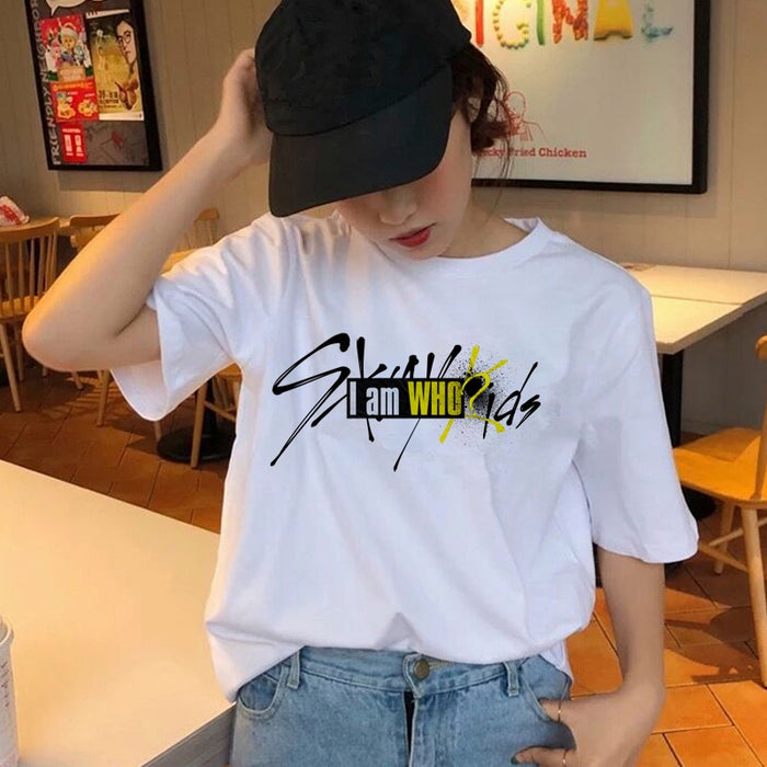 Stray Kids Women t-shirt StrayKids Short Sleeve t shirt Tops Hip Hop t-shirt top tee shirts hip hop female femme Casual