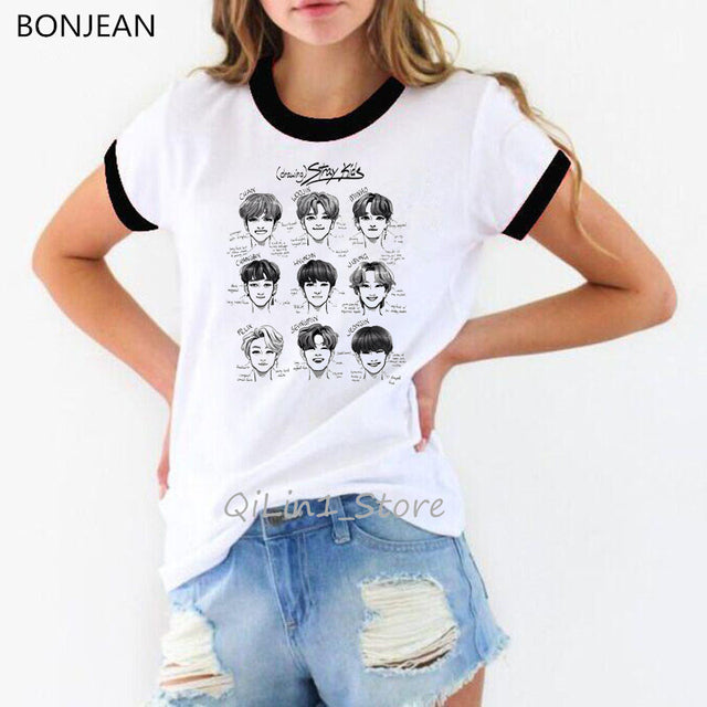 Stray Kids kpop tshirt women korean clothes StrayKids funny t shirts Hip Hop