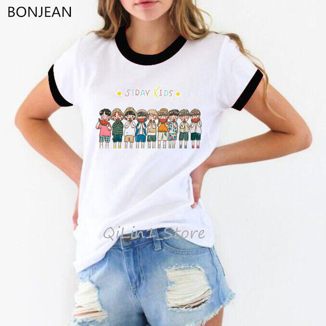 Stray Kids kpop tshirt women korean clothes StrayKids funny t shirts Hip Hop