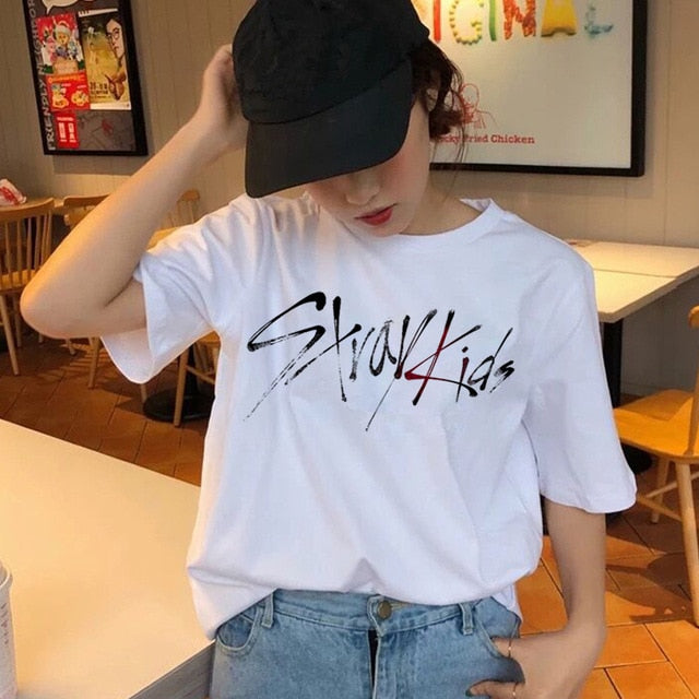 Stray Kids t shirt Hip Hop t-shirt Stray Kids Casual korean  Short Sleeve t-shirt top tee shirts Women Tops female femme