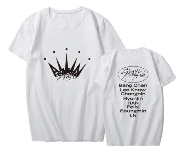 Stray kids album all in all member names printing o neck short sleeve t shirt for summer kpop unisex straykids t-shirt