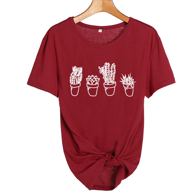 Kpopshop Originals - Succulent Cacti Women Japanese T-Shirt - Kpopshop