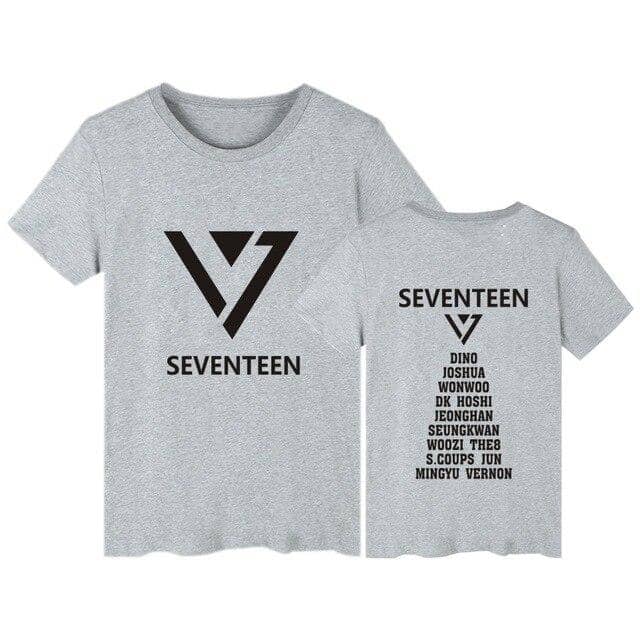 Kpop Newest Summer Kpop Seventeen T Shirt with Short Sleeve Fashion Cotton T-Shirt Seventeen tshirt for Young teen Plus Size tee Clothing that you'll fall in love with. At an affordable price at KPOPSHOP, We sell a variety of Summer Kpop Seventeen T Shirt with Short Sleeve Fashion Cotton T-Shirt Seventeen tshirt for Young teen Plus Size tee Clothing with Free Shipping.