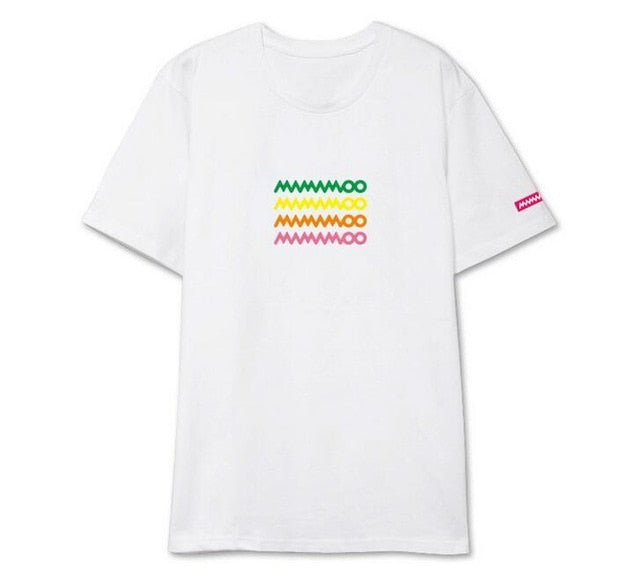 Mamamoo logo 3 colors printing o neck short sleeve t shirt