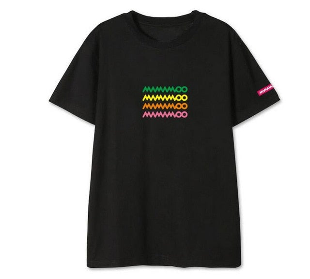 Mamamoo logo 3 colors printing o neck short sleeve t shirt