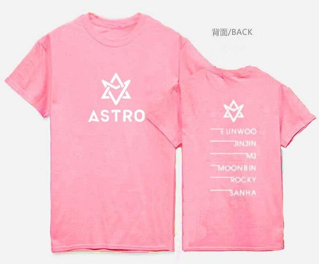 Summer style astro all member name printing t-shirt kpop jinjin rocky short sleeve t shirt  lovers top tee 3 colors