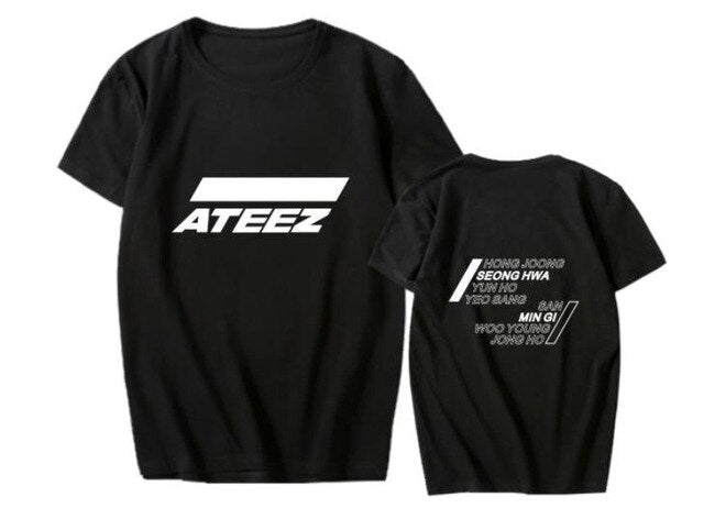 style ateez member name kpop unisex t-shirt k-pop top tees - Kpopshop