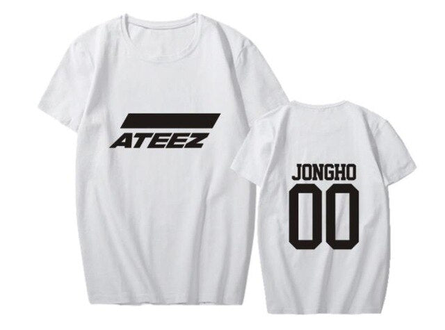 style ateez member name kpop unisex t-shirt k-pop top tees - Kpopshop