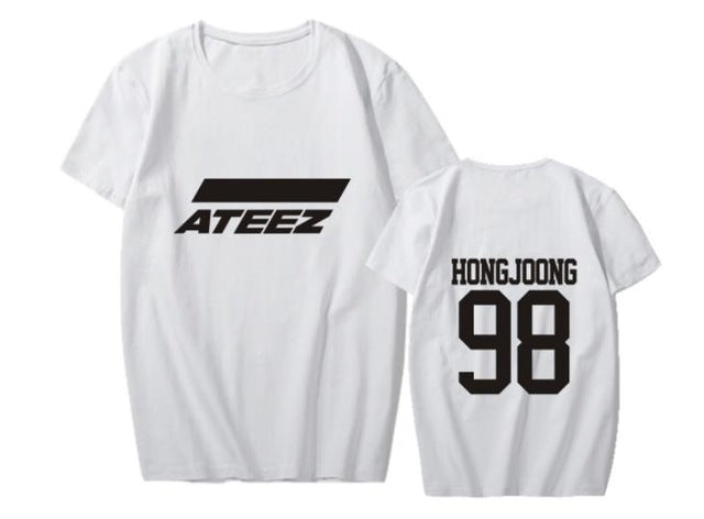 style ateez member name kpop unisex t-shirt k-pop top tees - Kpopshop