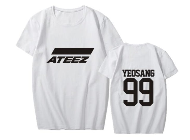style ateez member name kpop unisex t-shirt k-pop top tees - Kpopshop