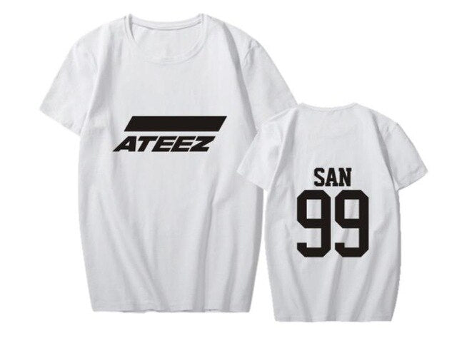 style ateez member name kpop unisex t-shirt k-pop top tees - Kpopshop