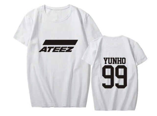 style ateez member name kpop unisex t-shirt k-pop top tees - Kpopshop