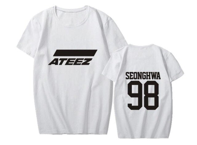 style ateez member name kpop unisex t-shirt k-pop top tees - Kpopshop