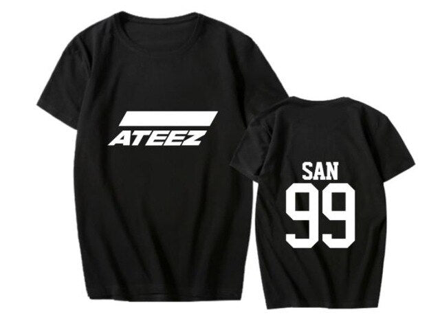 style ateez member name kpop unisex t-shirt k-pop top tees - Kpopshop