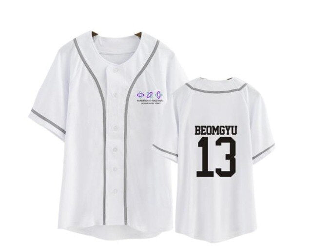 Summer style kpop txt eternity album same member name printing baseball t shirt unisex fashion short sleeve t-shirt