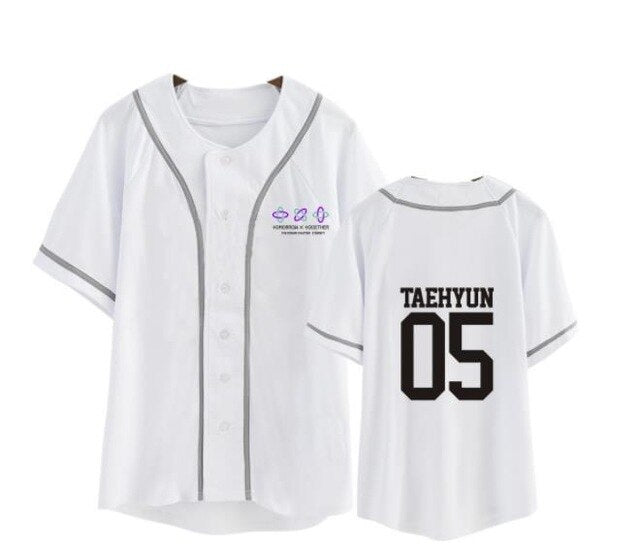 Summer style kpop txt eternity album same member name printing baseball t shirt unisex fashion short sleeve t-shirt