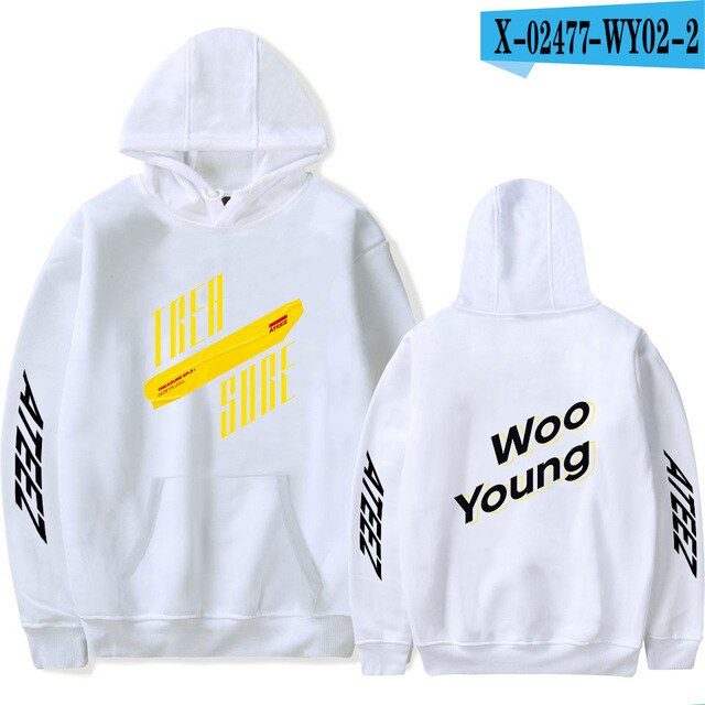 The latest ATEEZ hoodie fashion men and women autumn winter pop singer red hooded sweatshirt protection women's men's pullover