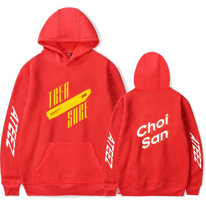 The latest ATEEZ hoodie fashion men and women autumn winter pop singer red hooded sweatshirt protection women's men's pullover