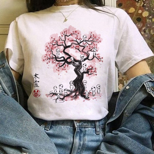 Kawaii T Shirt Women  Funny Cartoon T-shirt Cute Anime Top Tee Female