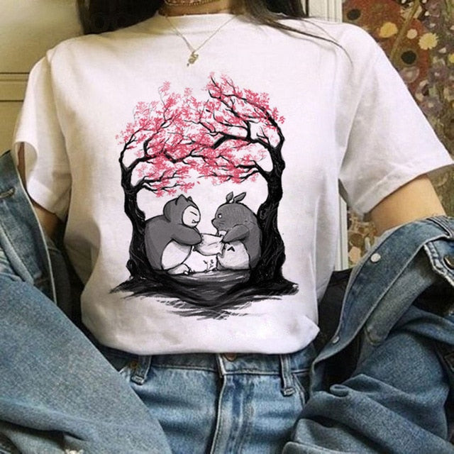 Kawaii T Shirt Women  Funny Cartoon T-shirt Cute Anime Top Tee Female