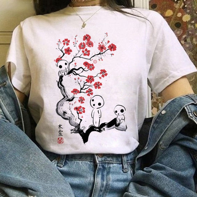 Kawaii T Shirt Women  Funny Cartoon T-shirt Cute Anime Top Tee Female