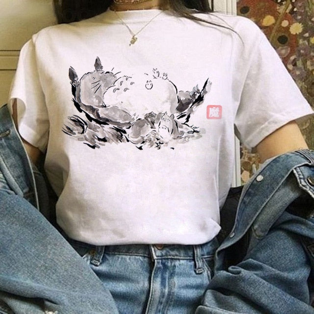 Kawaii T Shirt Women  Funny Cartoon T-shirt Cute Anime Top Tee Female