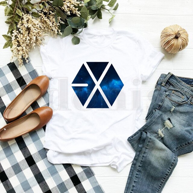 EXO Female Short Sleeve T-shirt Summer Clothes Exo New Korean Kpop Women T Shirt Woman Clothes