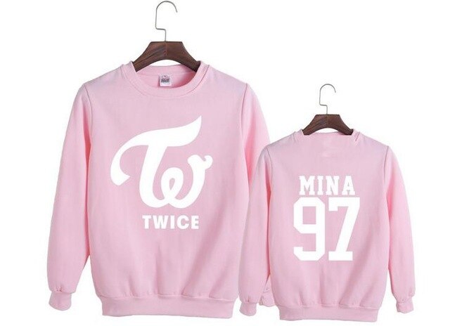 Twice pink sweatshirt  kpop pullover twice member name printing pullover o neck hoodie