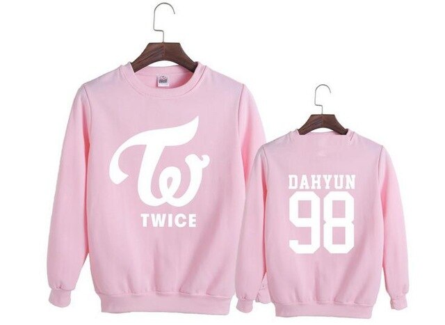 Twice pink sweatshirt  kpop pullover twice member name printing pullover o neck hoodie