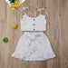 Two Piece Set Toddler Kids Baby Girls  Sleeveless Ruffles Crop Tops+Bowknot Floral Skirt Set Girl Outfit 2020 - Kpopshop