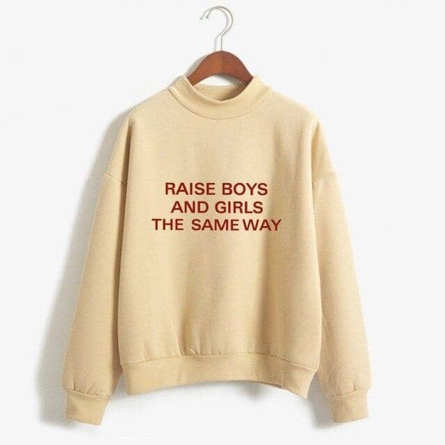 Women Funny Letter Fleece Turtleneck Pullover - Kpopshop