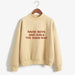 Women Funny Letter Fleece Turtleneck Pullover - Kpopshop