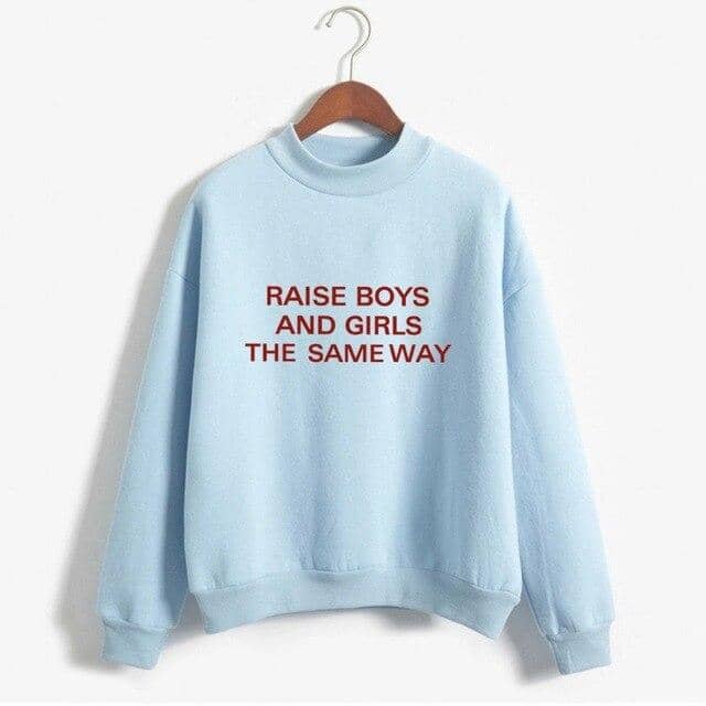 Women Funny Letter Fleece Turtleneck Pullover - Kpopshop