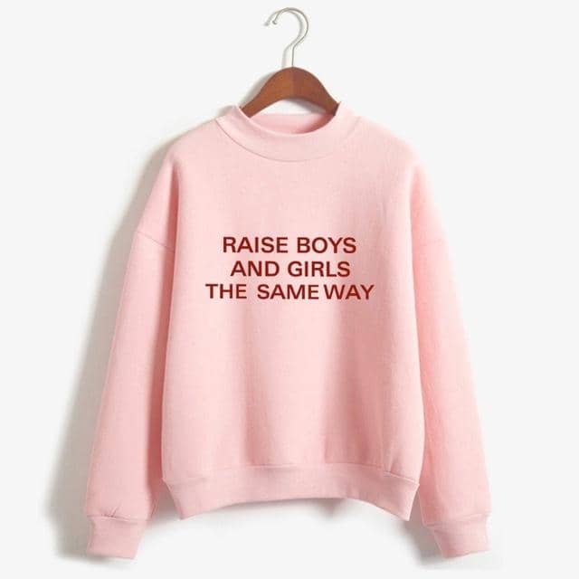 Women Funny Letter Fleece Turtleneck Pullover - Kpopshop