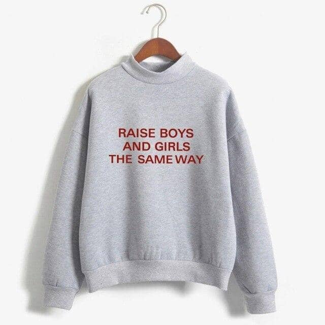 Women Funny Letter Fleece Turtleneck Pullover - Kpopshop