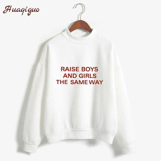 Women Funny Letter Fleece Turtleneck Pullover - Kpopshop