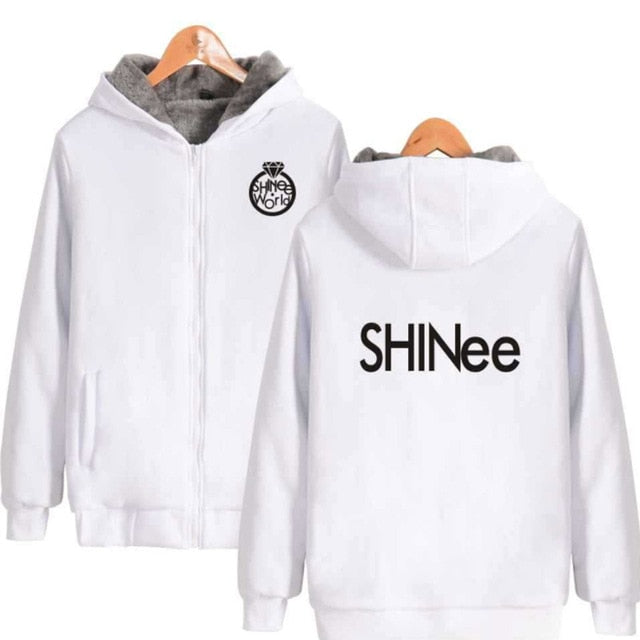 Winter Jacket Women 2018 KPOP Shinee JONGHYUN KEY MINHO TAEMIN Thickening Warm Hooded Zipper Sweatshirt Hoodies