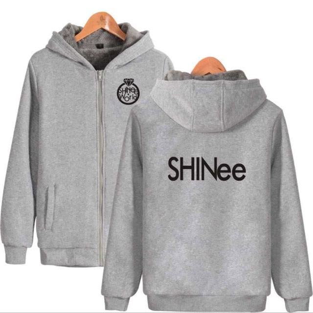Winter Jacket Women 2018 KPOP Shinee JONGHYUN KEY MINHO TAEMIN Thickening Warm Hooded Zipper Sweatshirt Hoodies