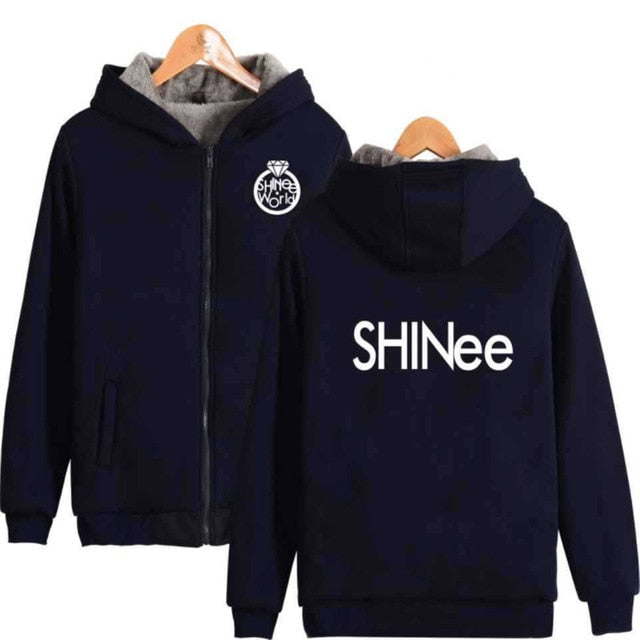 Winter Jacket Women 2018 KPOP Shinee JONGHYUN KEY MINHO TAEMIN Thickening Warm Hooded Zipper Sweatshirt Hoodies