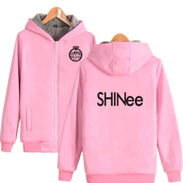 Winter Jacket Women 2018 KPOP Shinee JONGHYUN KEY MINHO TAEMIN Thickening Warm Hooded Zipper Sweatshirt Hoodies