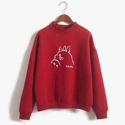 Women Lovely TOTORO Preppy Style Hooded Fleece Turtleneck Pullover Hoodies - Kpopshop